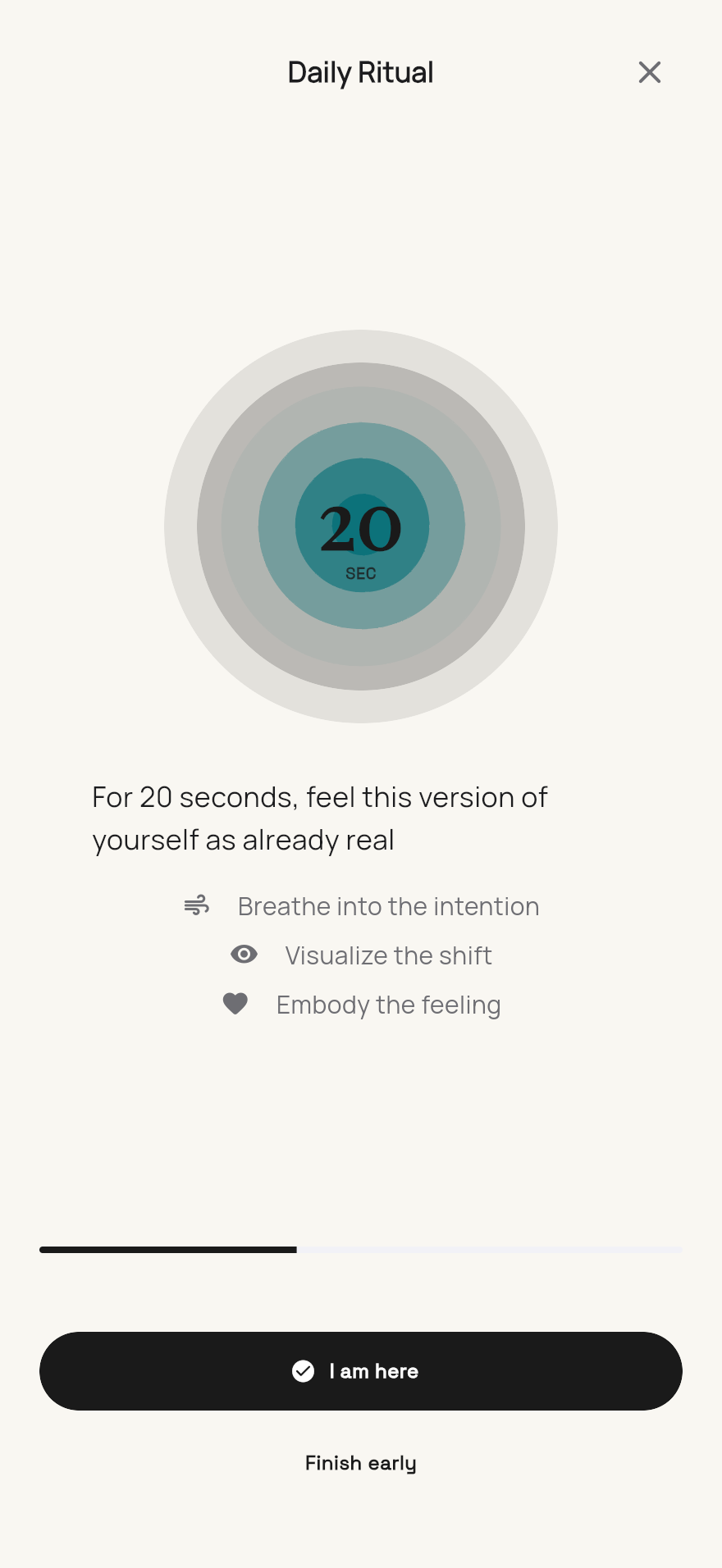 Intend twenty-second daily ritual screen